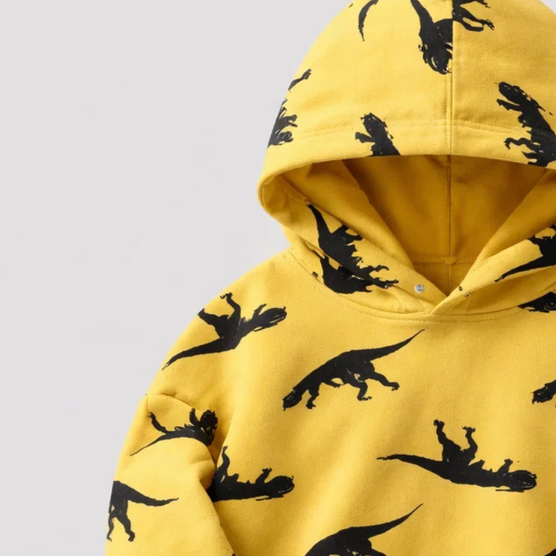 DinoStyle – Cálida y transpirable: sudadera con capucha con estampado de Triceratops