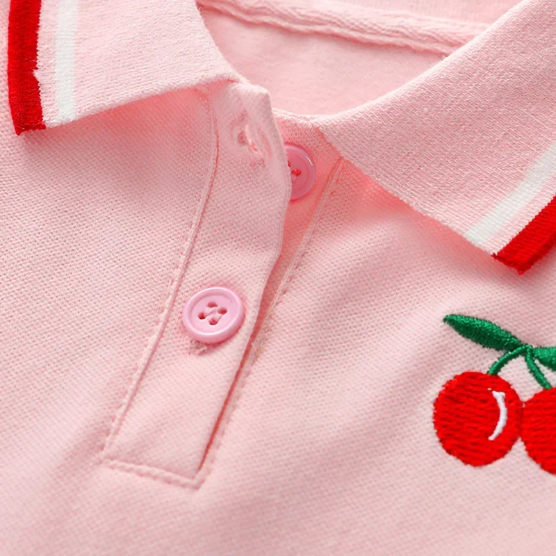 PetitJoy – Cómodo y elegante: vestido tipo polo con estampado de cerezas
