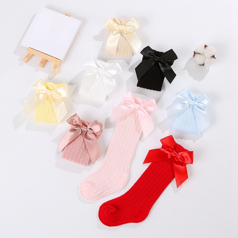LittleCharm – Suaves y elegantes: calcetines hasta la rodilla para niñas con lazo