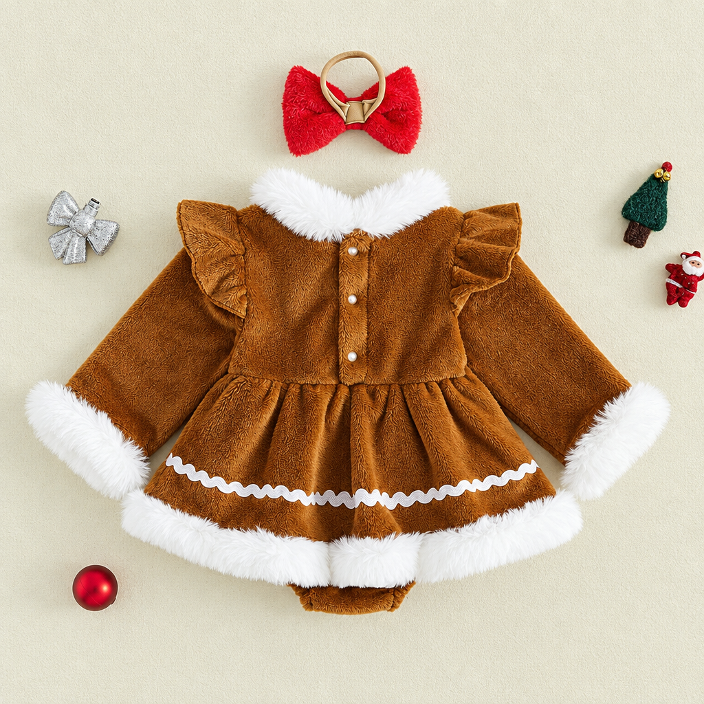 LittleGinger – Cálido y festivo – Mono navideño para bebé con diadema