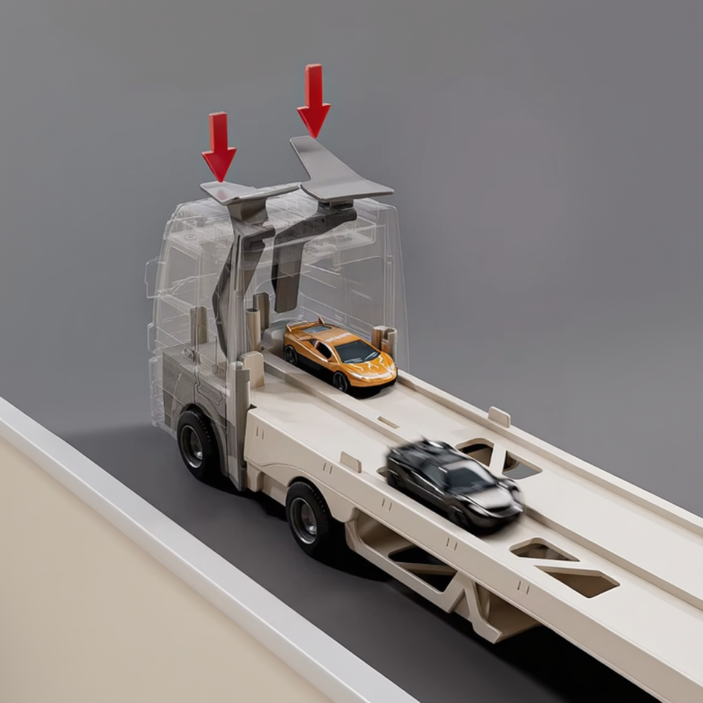 CarHauler – Divertido y lleno de aventuras – Set de juego con camión transportador de coches y coches de carreras