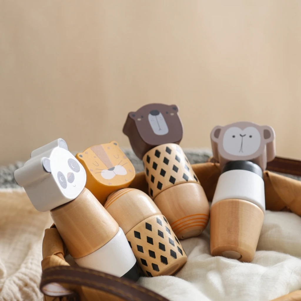 WoodyFriends – Motricidad y diversión – Juguetes apilables de madera con forma de animales