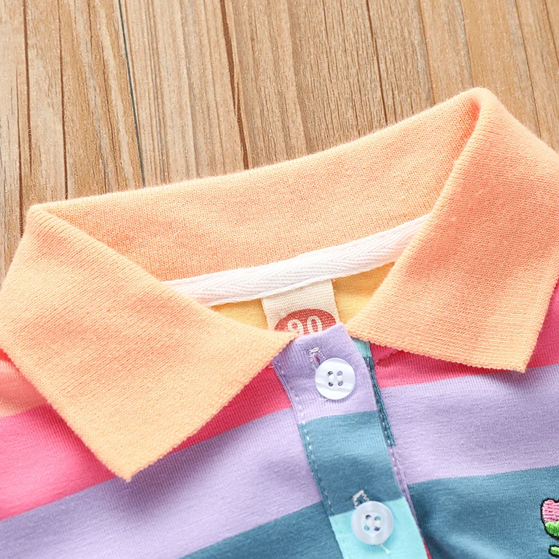 RainbowBabe – Fresco y colorido – Vestido polo para niña