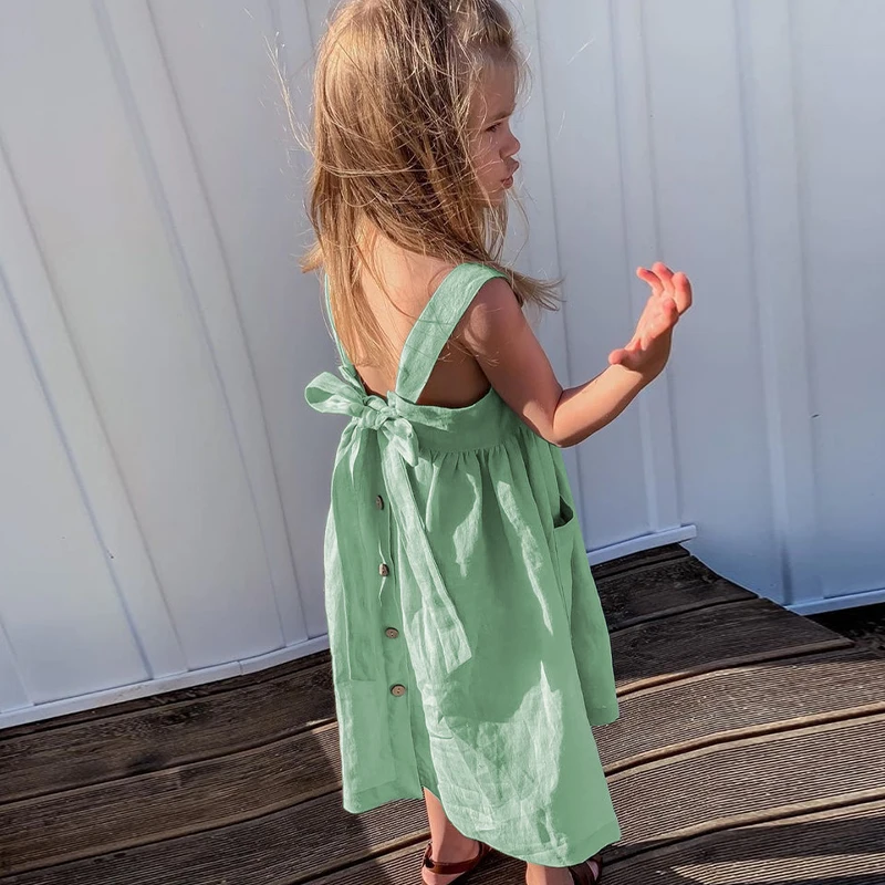BloomGrace – Bonito y cómodo: vestido infantil con lazo y tirantes ajustables