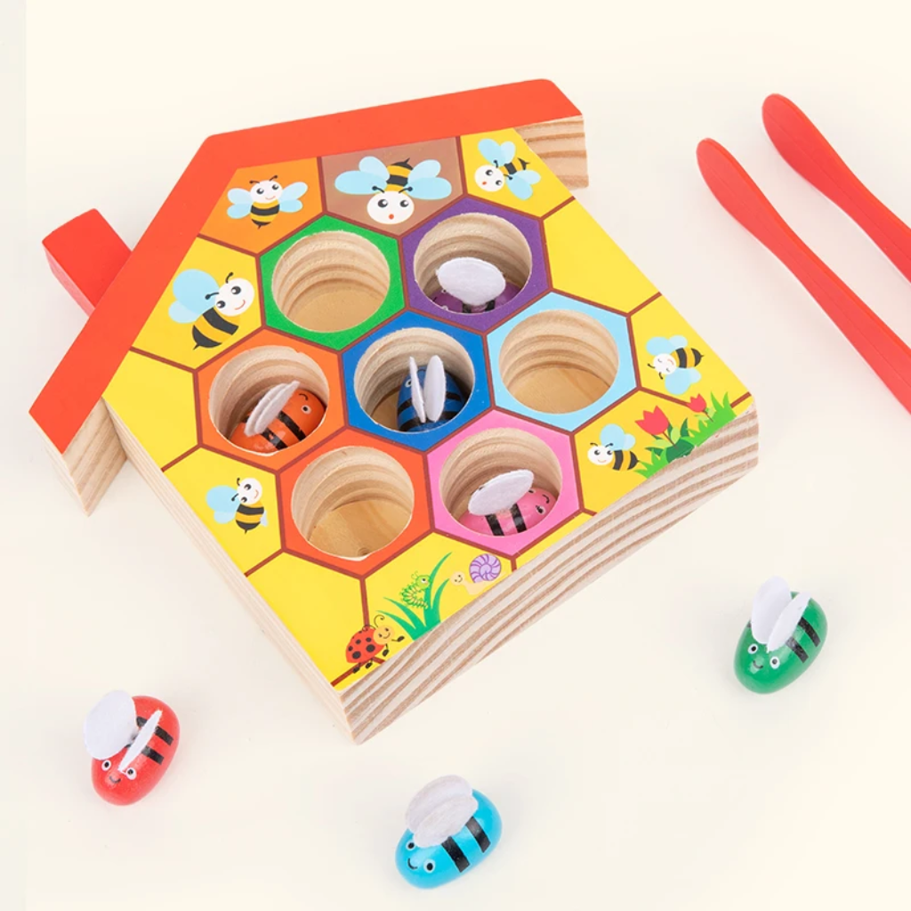 HoneyHive – Montessori & Educativo – Juego de clasificación de abejas de madera