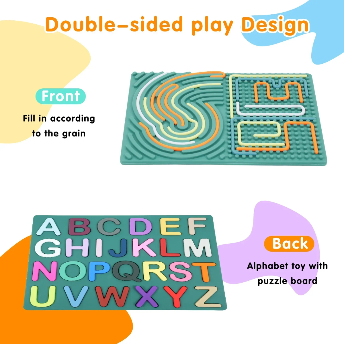 BrainyKids – Educativo y sensorial – Tablero de actividades de silicona con letras