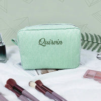 Thumbnail for Striped Name Pouch – Personalizado y con estilo: neceser de maquillaje