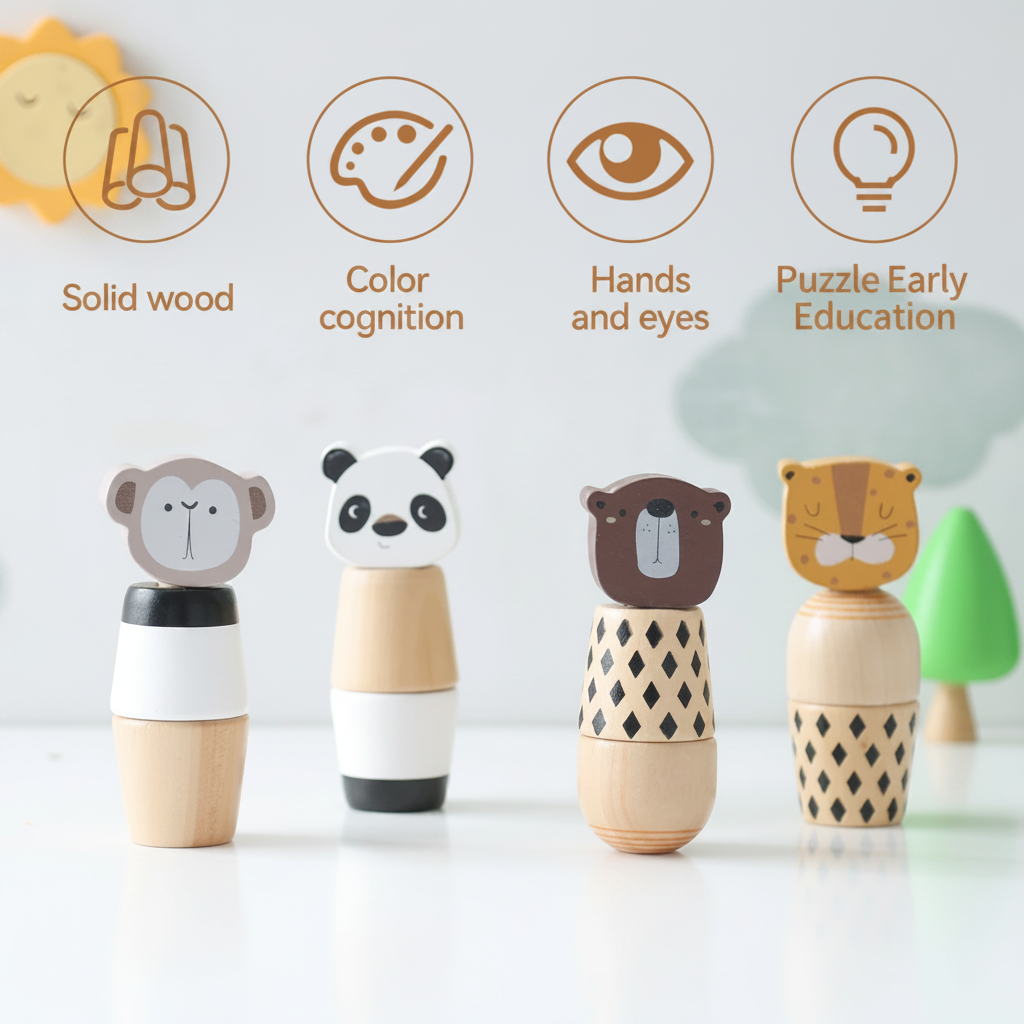 WoodyFriends – Motricidad y diversión – Juguetes apilables de madera con forma de animales