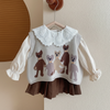 PrettyLayers – Bonito y elegante: conjunto de 3 piezas para niña con falda, blusa y chaqueta de punto