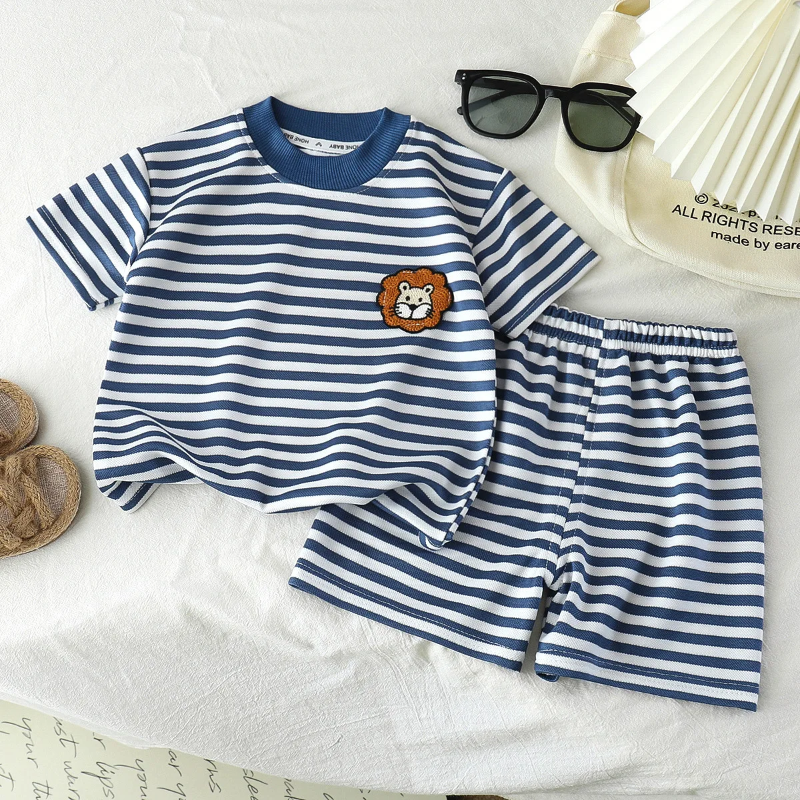 Kids Stripe Outfit – Moda y comodidad: conjunto infantil de verano