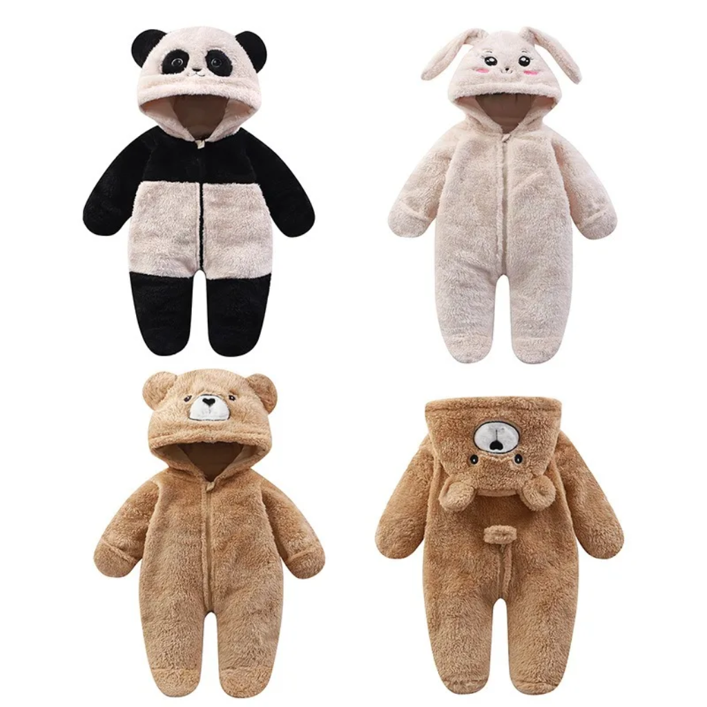 CozyBear – Suave y cálido – Body para bebé con capucha de animales