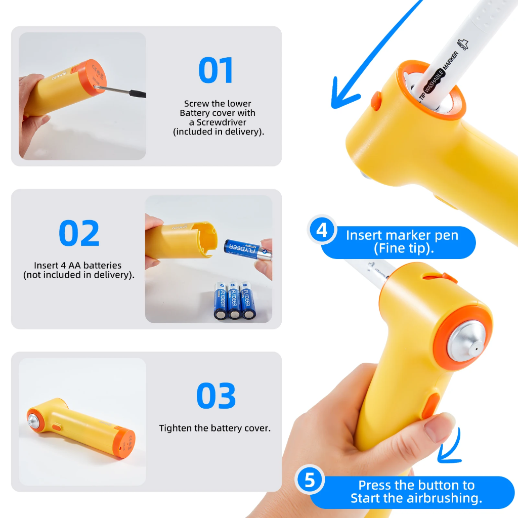 PaintBuddy – Creativo y educativo – Kit portátil de dibujo con aerógrafo