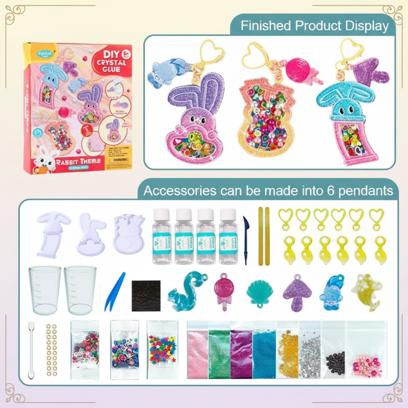 DIY Crystal Keychain Kit – Creativo y divertido – Kit de manualidades para llaveros