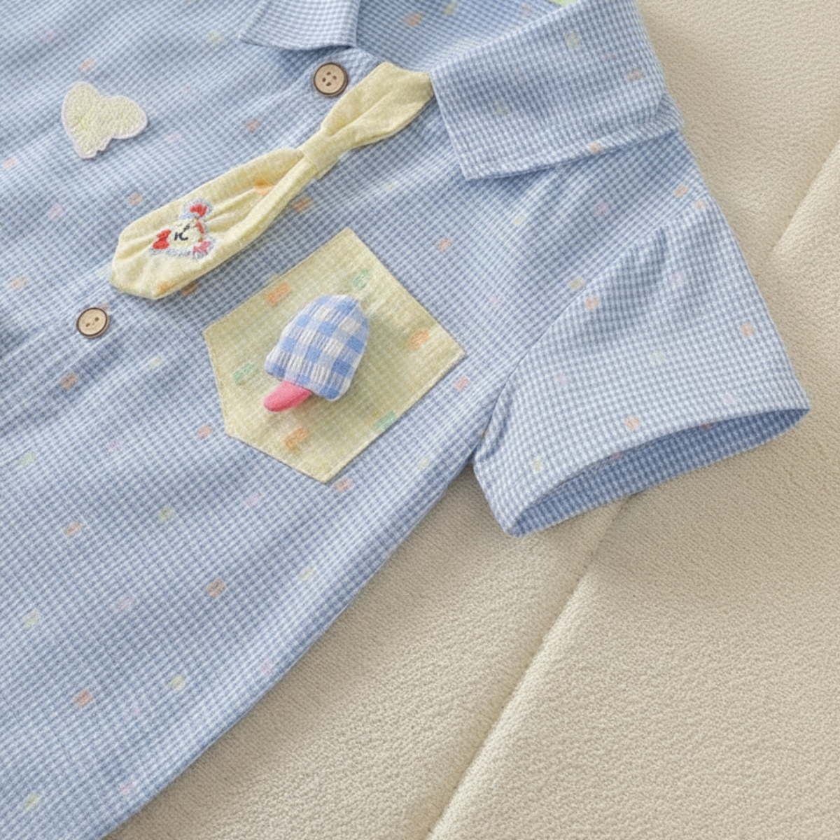 KiddoStyle – Bonito y suave – Mono infantil con corbata y parche