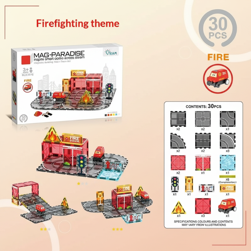 Magnetic Road Blocks – Creativo y educativo – Kit de construcción «Caminos magnéticos»