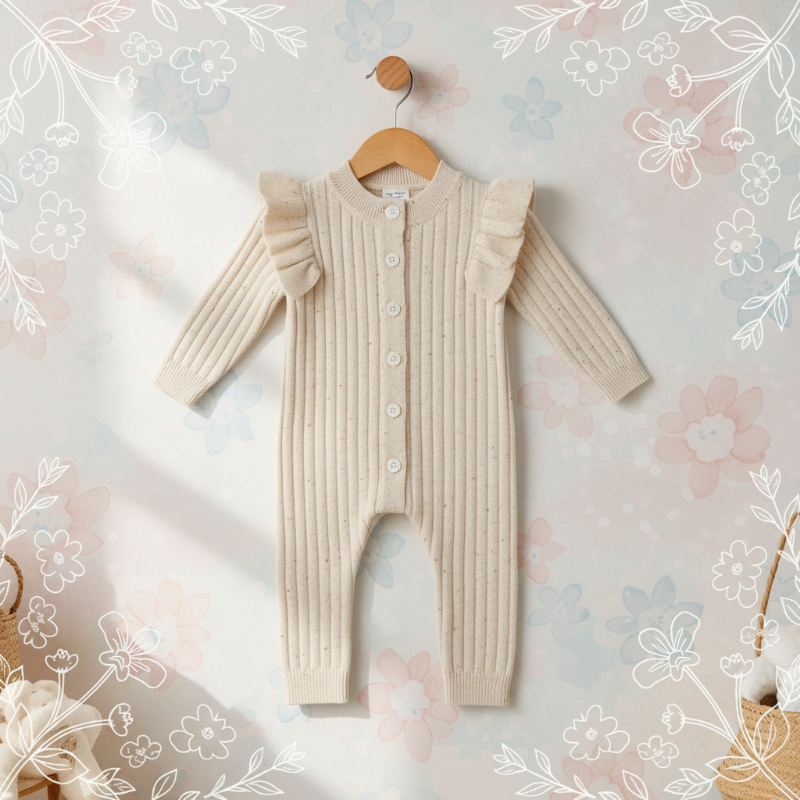 MiniAurora – Suave y elegante – Conjrito de punto para bebé con alas de ángel y diadema