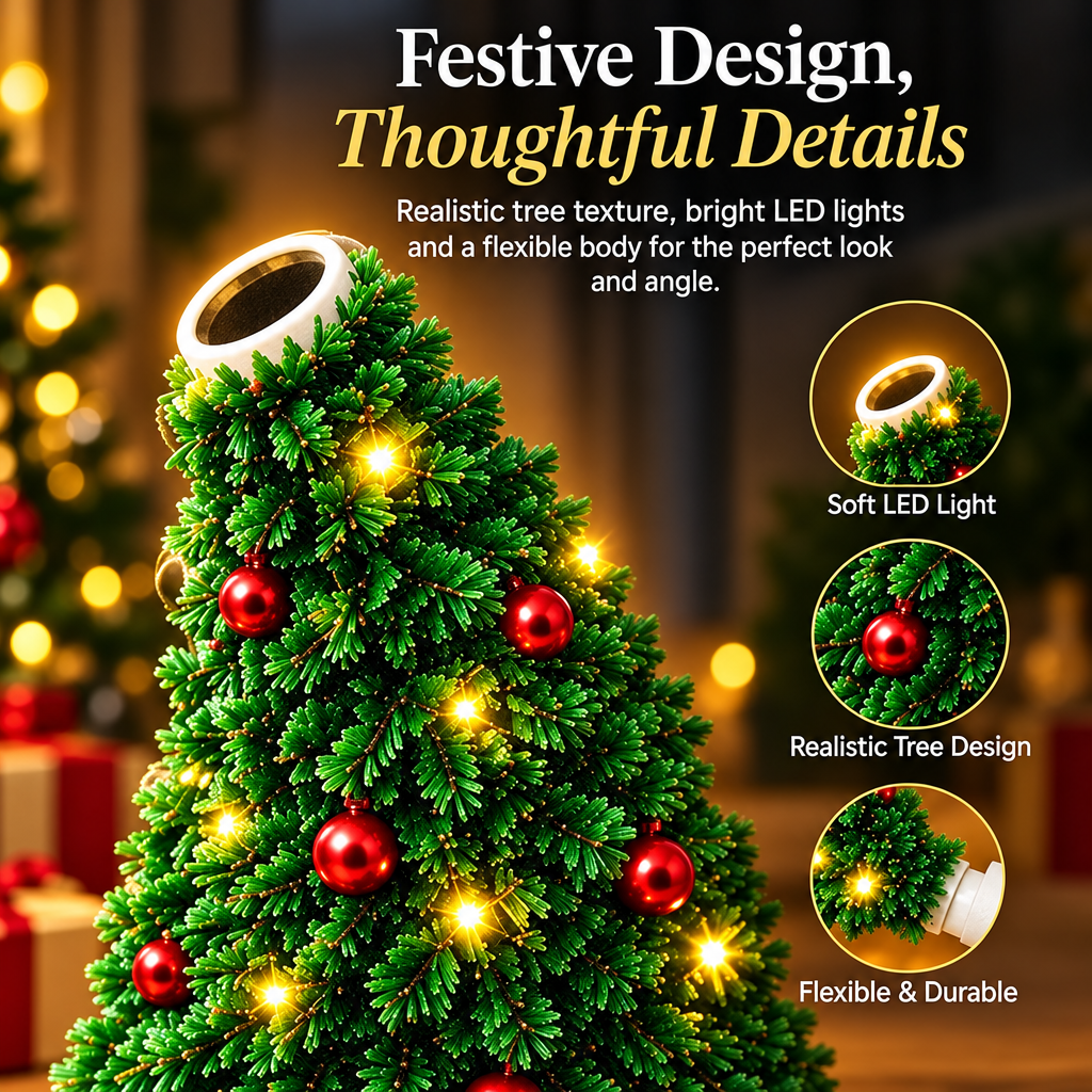 HolidayBeam – Festivo y acogedor: proyector navideño USB con patrones de luz