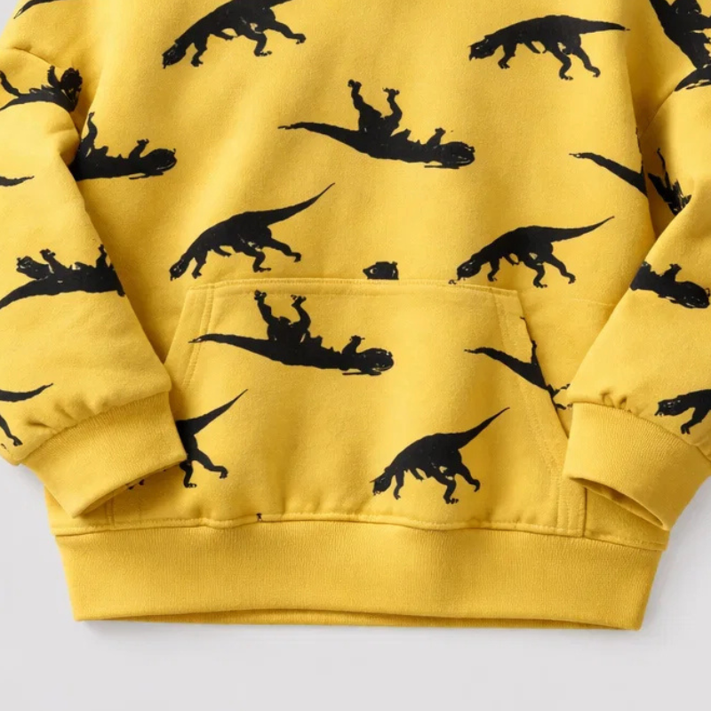 DinoStyle – Cálida y transpirable: sudadera con capucha con estampado de Triceratops
