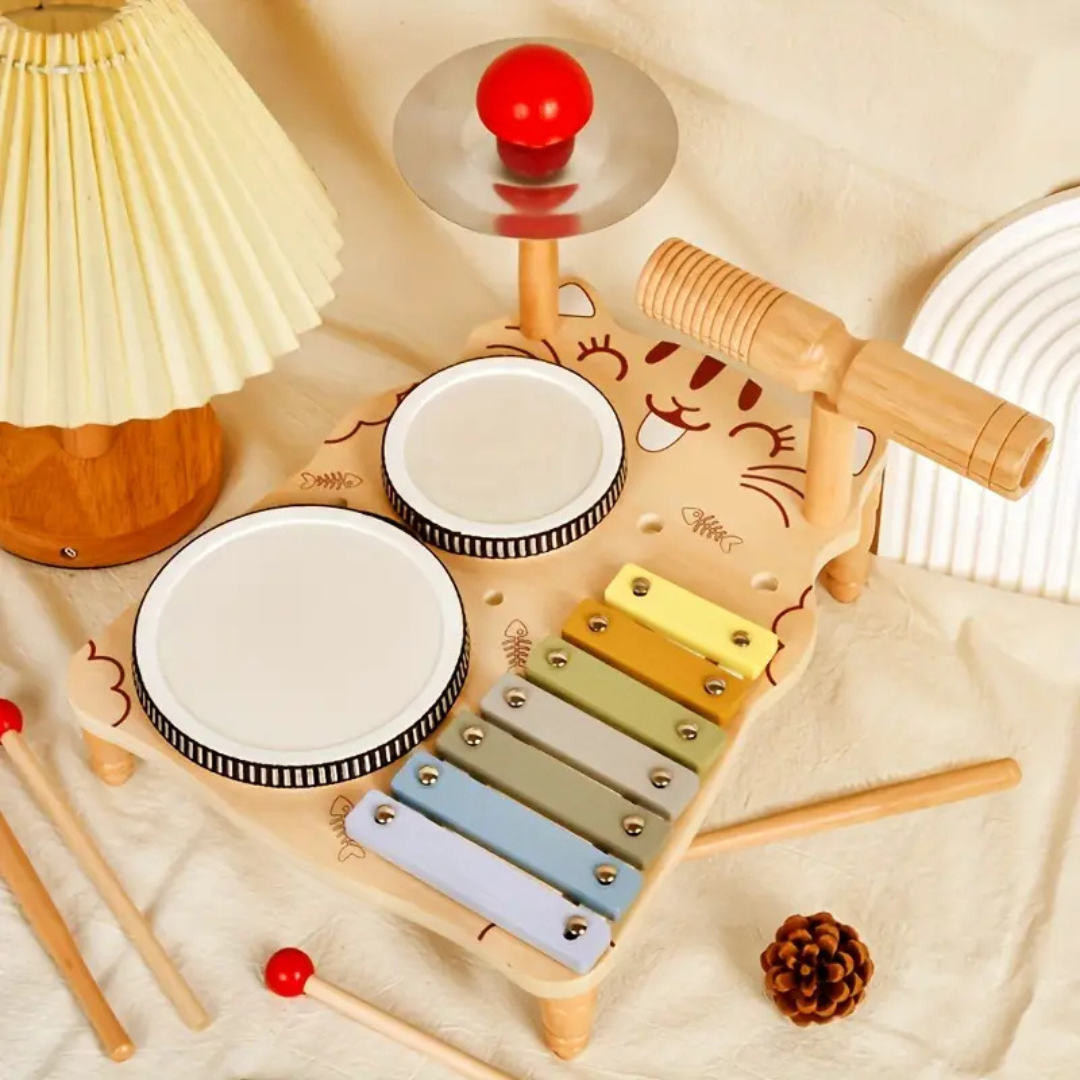 Woods – Musical y educativo: batería de madera para niños pequeños