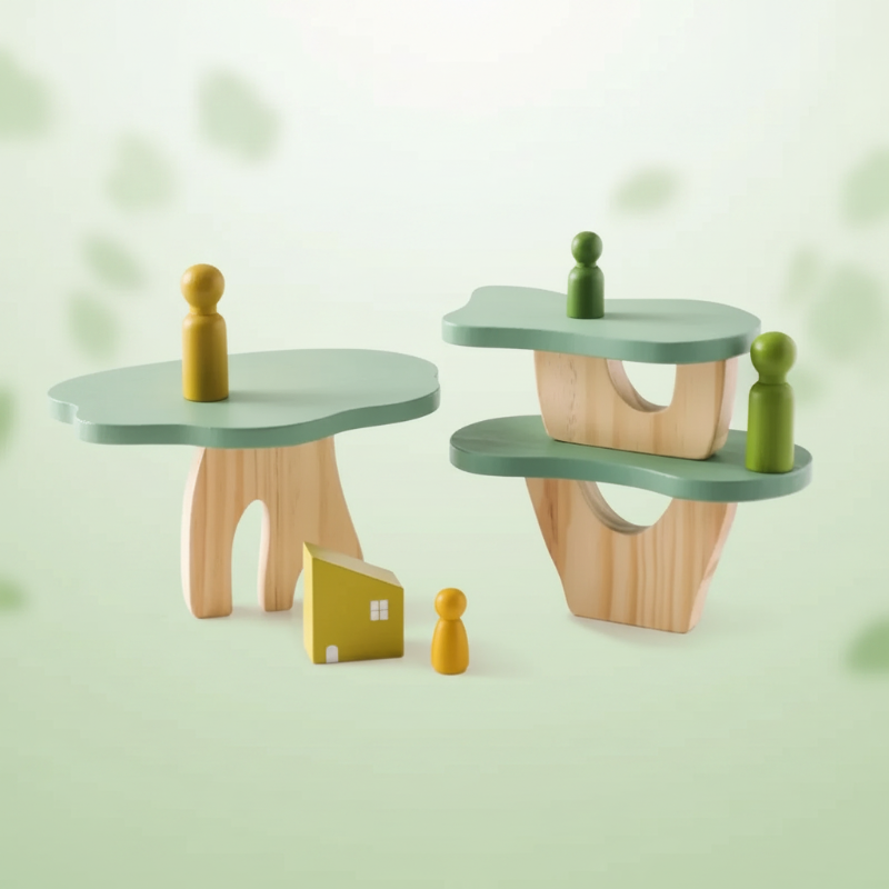 Wooden Forest Blocks – Creatividad y desarrollo – Juego de bloques de madera para apilar