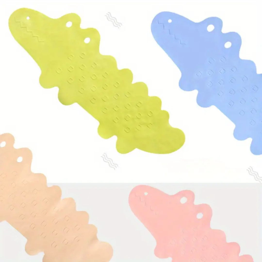 AquaJoy – Antideslizante y seguro: alfombra de baño para niños con forma de cocodrilo