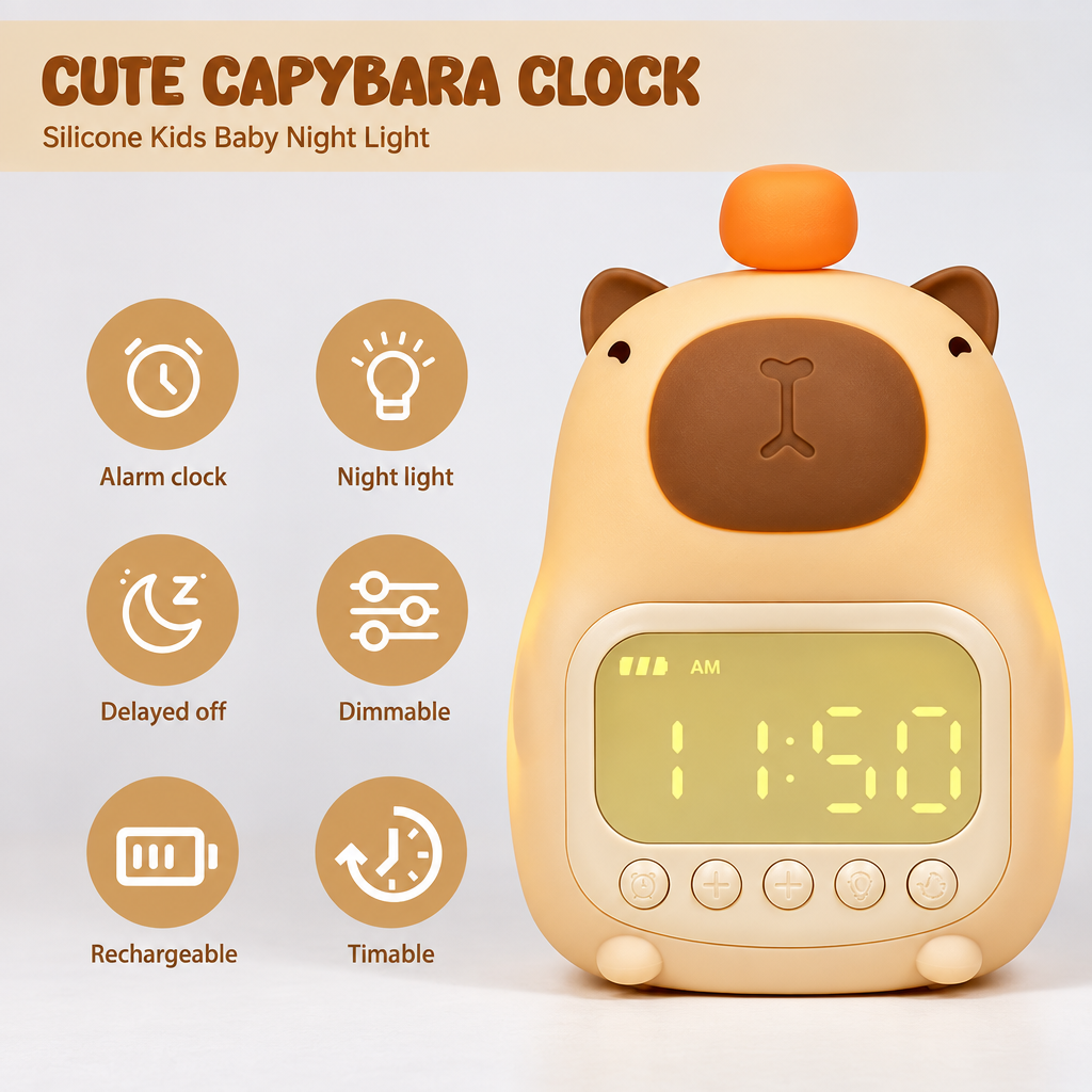 CappyClock – Bonito y multifuncional: despertador digital para niños con luz nocturna