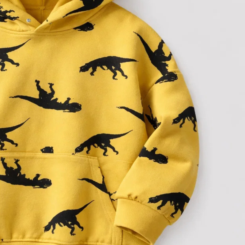 DinoStyle – Cálida y transpirable: sudadera con capucha con estampado de Triceratops