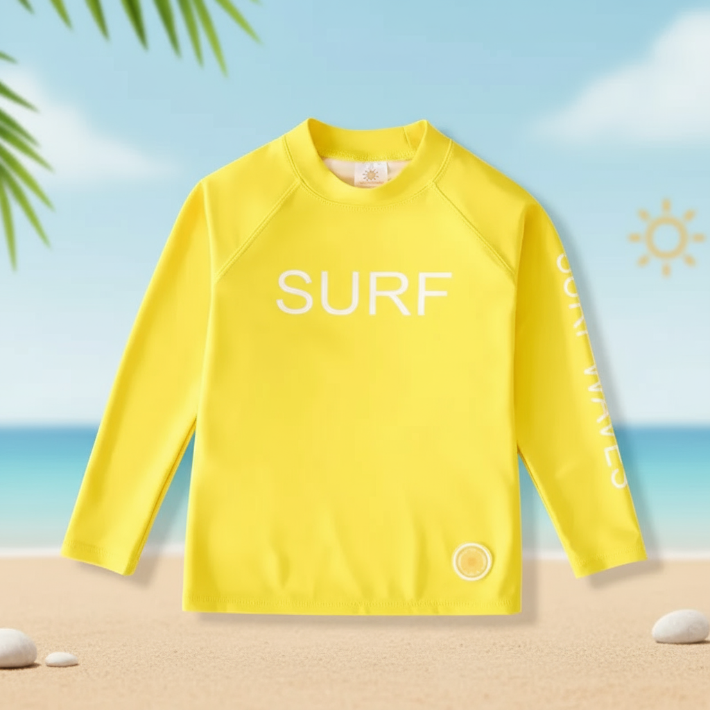 SunShield – Protectora y flexible: camiseta de surf para niños con manga larga y UPF 50+.