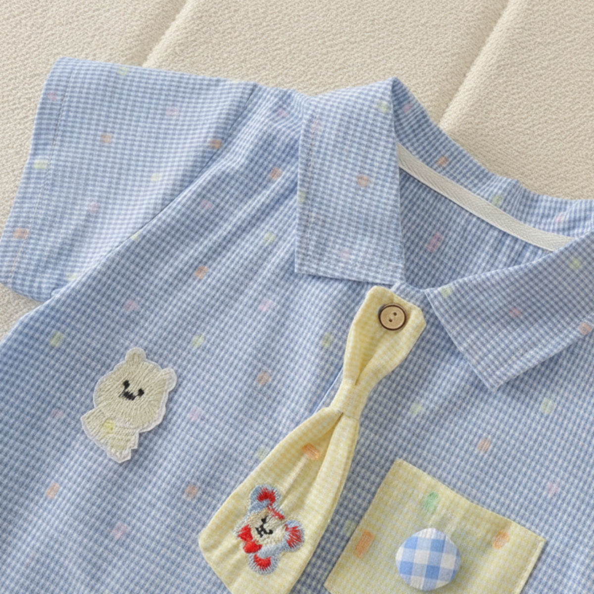 KiddoStyle – Bonito y suave – Mono infantil con corbata y parche