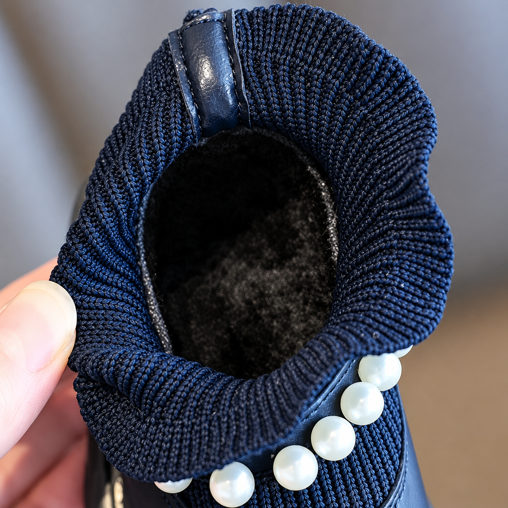 PearlCharm – Elegante y adorable – Botines infantiles con detalles de perlas
