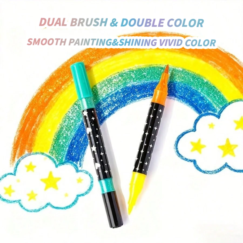 ArtShine – Colorido y brillante – Set de rotuladores de doble cara con purpurina y efectos luminosos