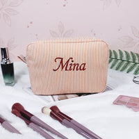 Thumbnail for Striped Name Pouch – Personalizado y con estilo: neceser de maquillaje
