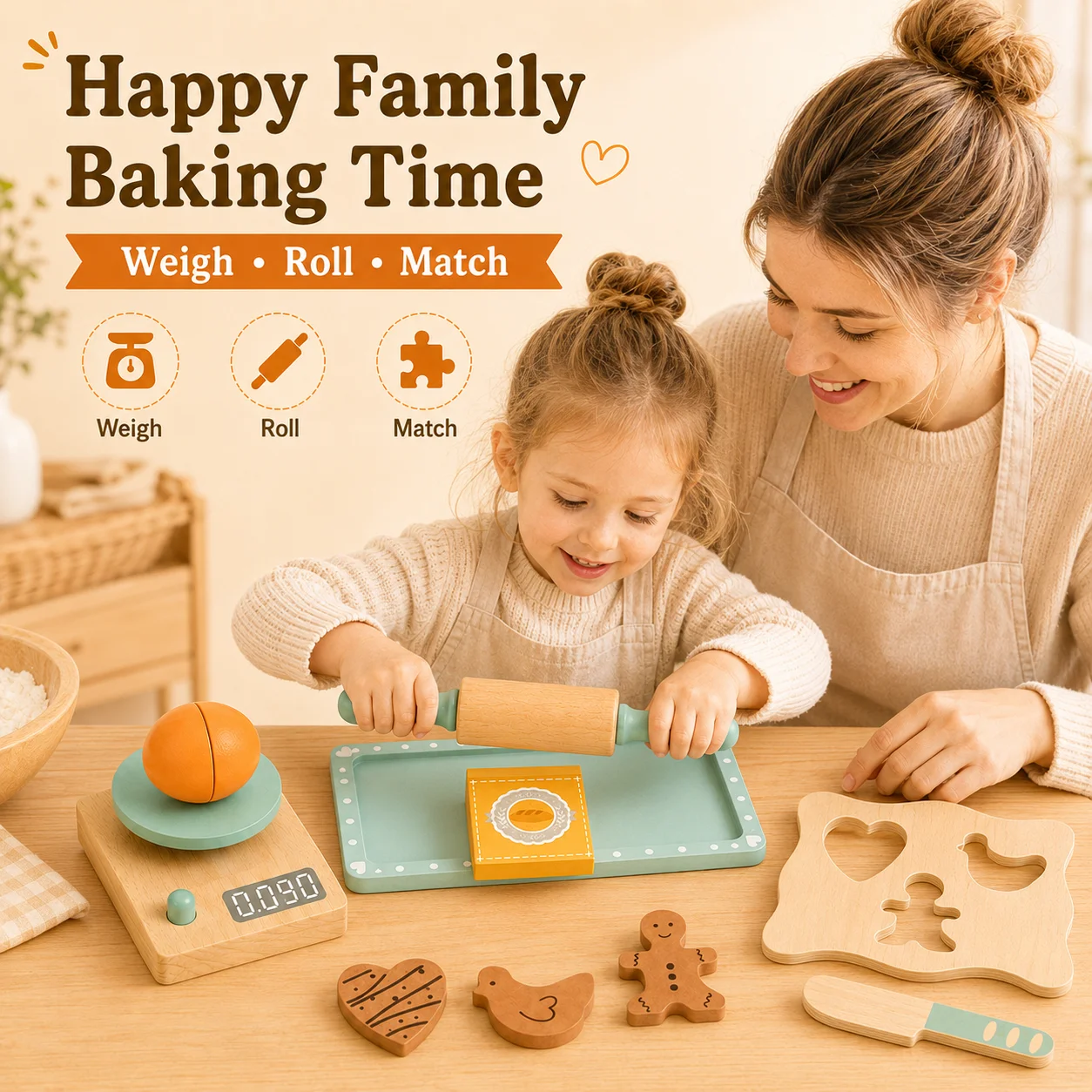 BakeBuddy – Creativo y educativo – Juego de repostería de madera