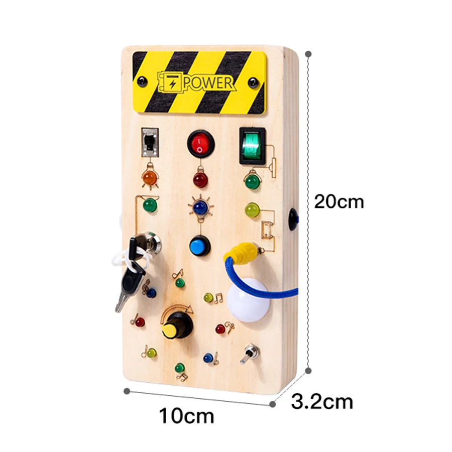 TinyTech – Tablero de actividades de madera con luces e interruptores – Juguete educativo