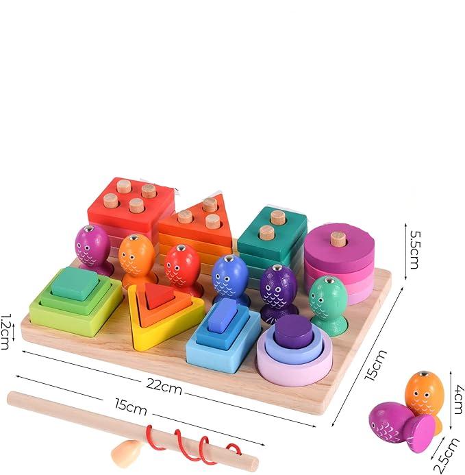 Pesca de colores - Creativo y educativo - Juego de pesca de madera
