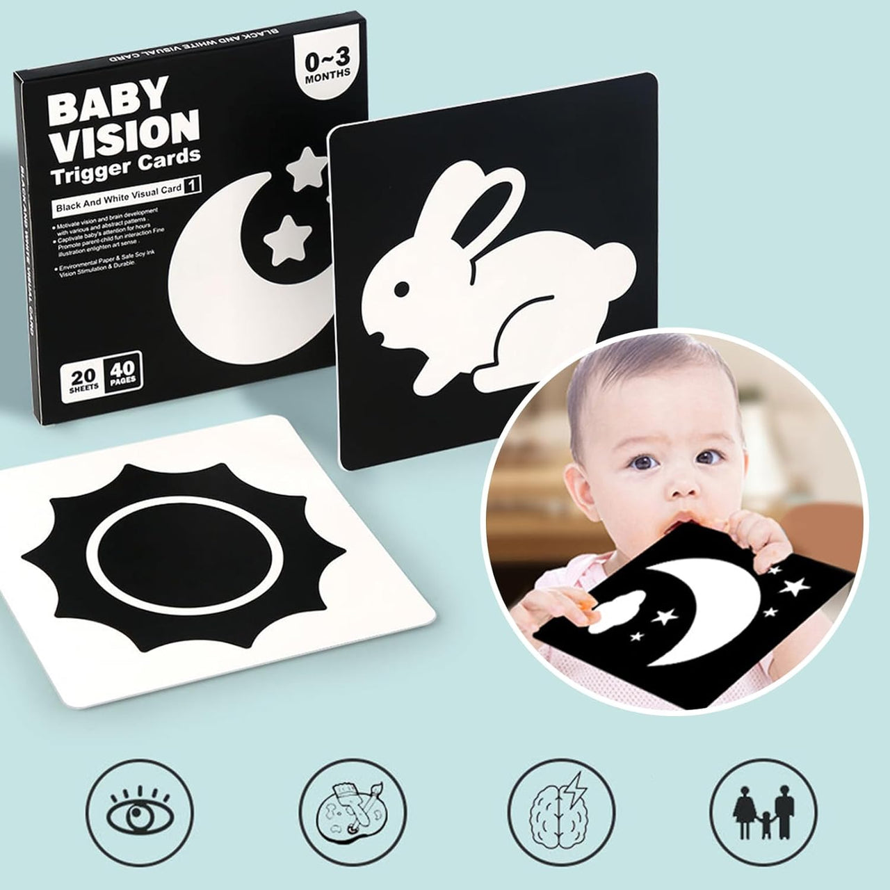 VisionBook – Educatief & Leerzaam – Baby Cognitie Kaartenboek