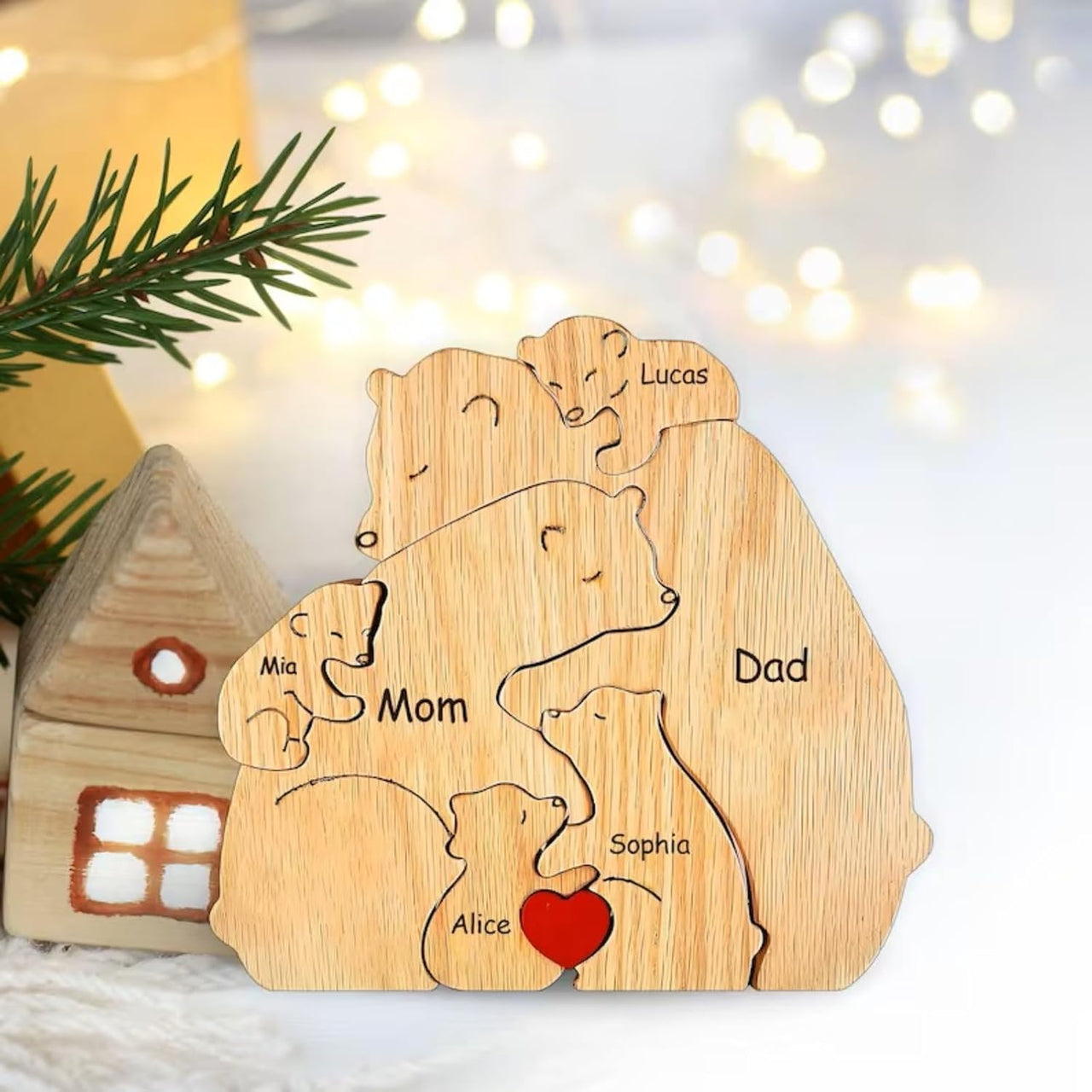 Family Puzzle™ – Regalo personalizado para el Día de la Madre con una familia de ositos