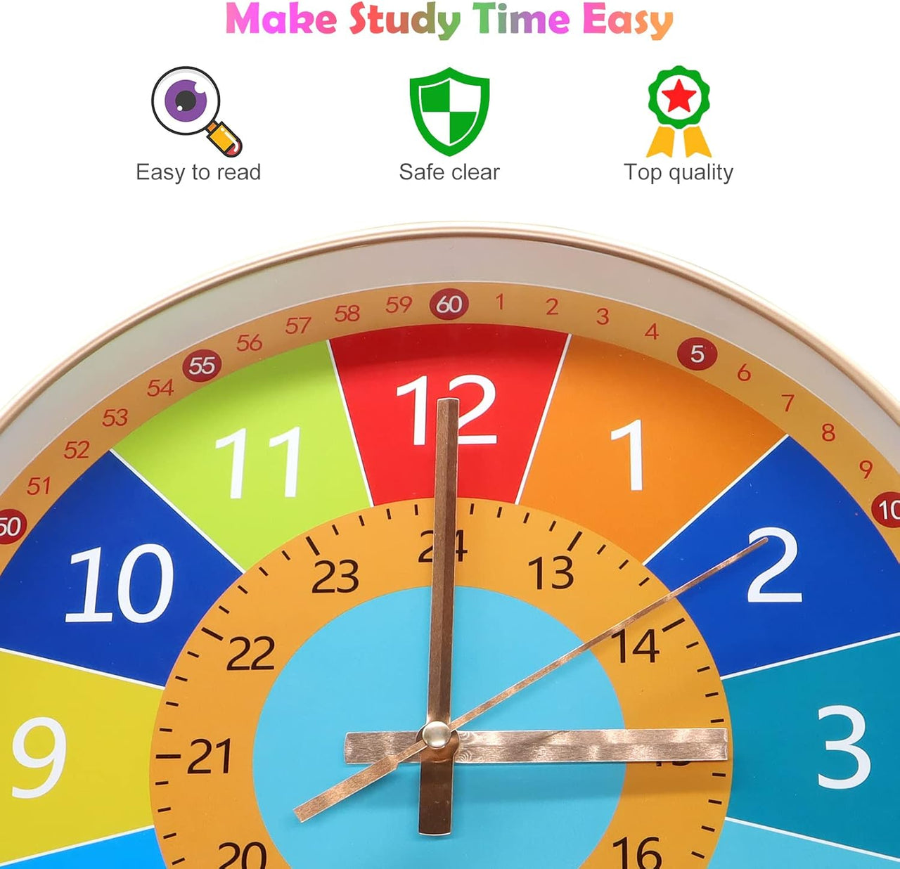 ChildrenTime – Independiente y tranquilo: reloj de pared educativo para niños