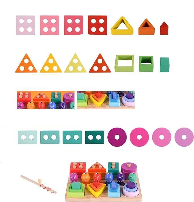 Pesca de colores - Creativo y educativo - Juego de pesca de madera