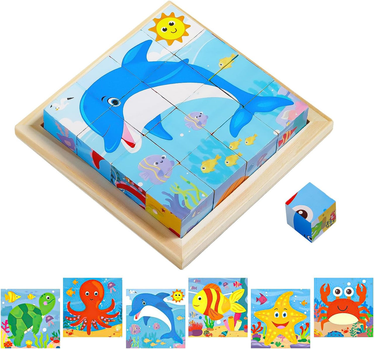 CubePuzzle – Divertido y educativo - Puzzle 3D de bloques de madera
