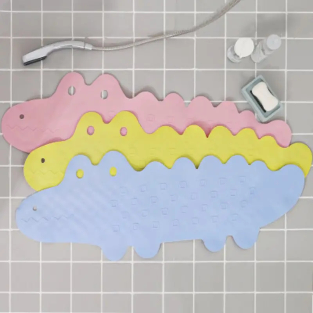 AquaJoy – Antideslizante y seguro: alfombra de baño para niños con forma de cocodrilo