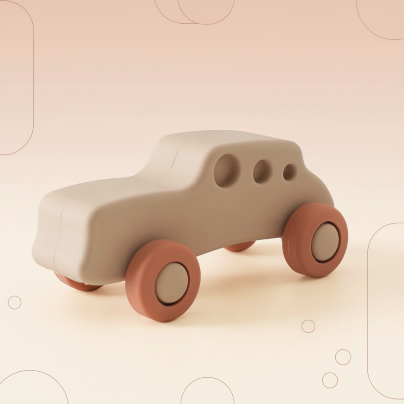 Montessori Silicone Toy Car – Seguro y apto para morder: juguete de silicona con forma de vehículo para morder