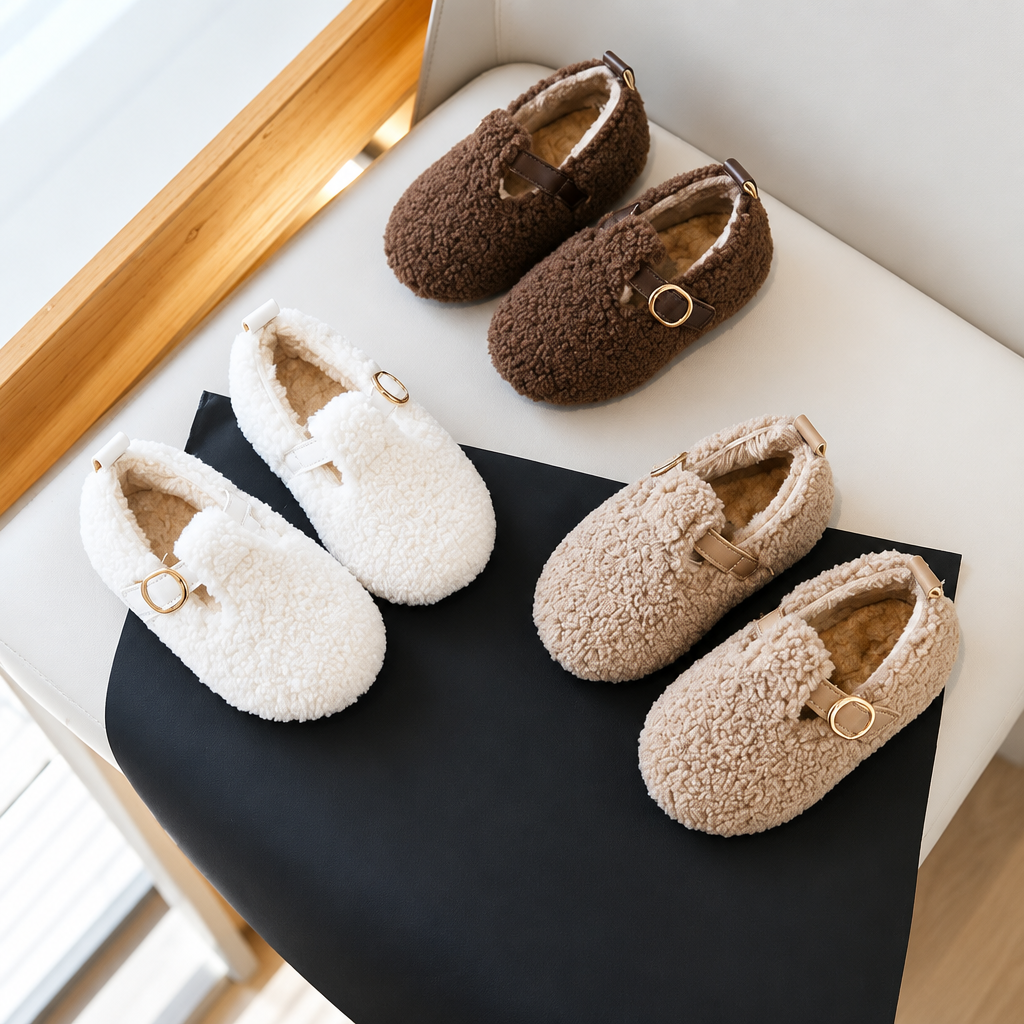 WarmSteps – Cómodas y acogedoras: zapatillas de peluche de invierno para niños