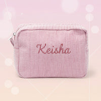 Thumbnail for Striped Name Pouch – Personalizado y con estilo: neceser de maquillaje