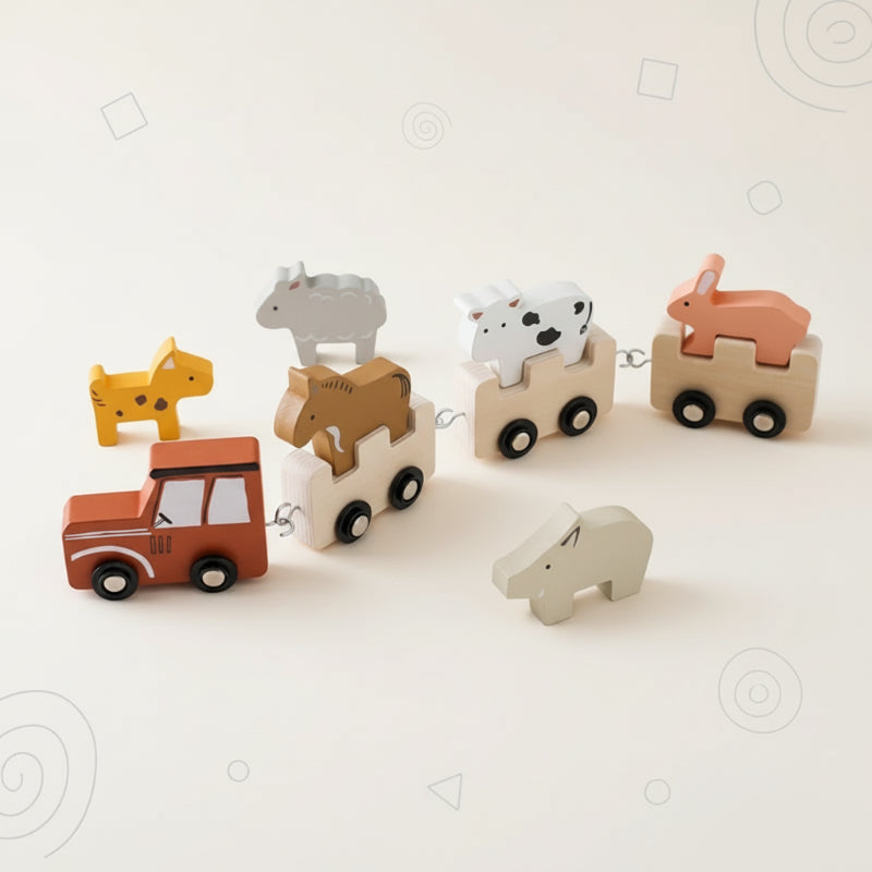 TrainCount –  Clásico y educativo: tren Montessori de madera