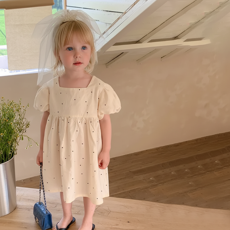 LittleTwinkle – Suave y cómoda – Vestido infantil con dos lazos