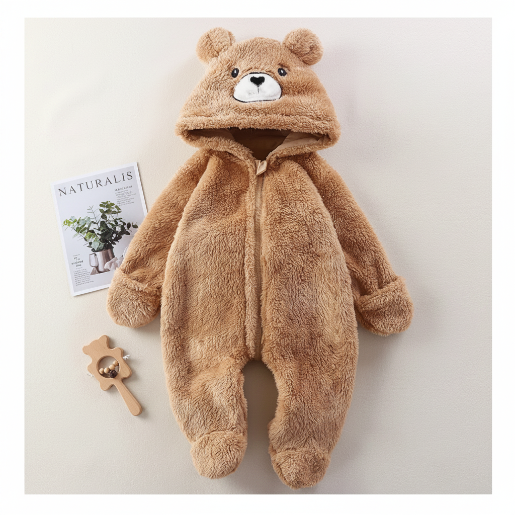 CozyBear – Suave y cálido – Body para bebé con capucha de animales