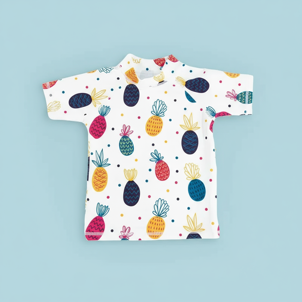 SunnyGuard – Verano y protección: camiseta de baño infantil con mangas cortas y protección UV