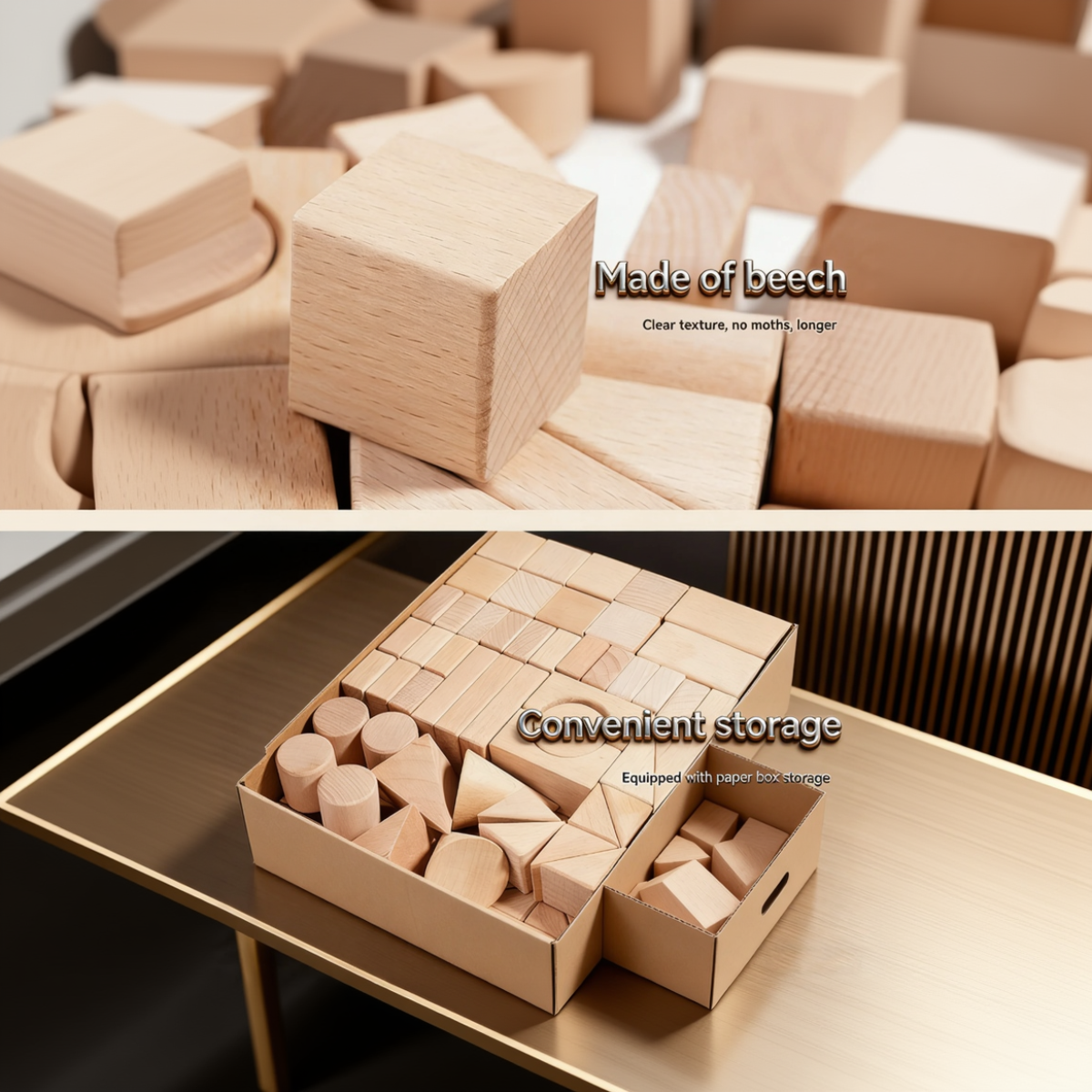 BlockyFun – Creativo y educativo – Juego de bloques de construcción de madera de 100 piezas