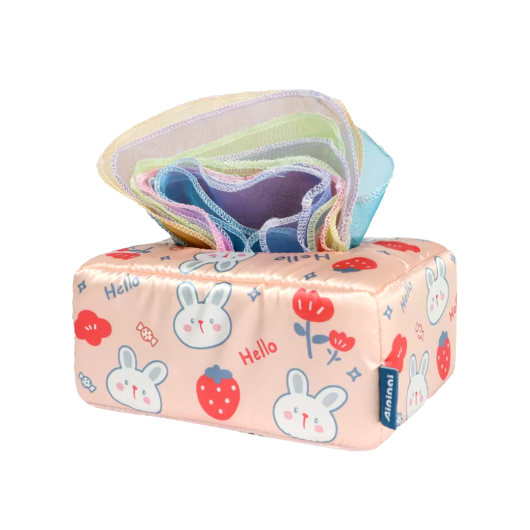 KleurenKracht – Desarrollo y sentidos - Caja de pañuelos sensorial Montessori